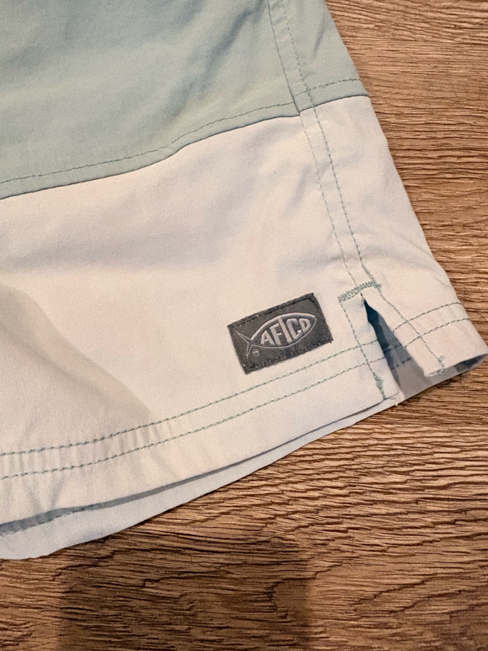 AFTCO Men's Two-Tone Light Green & White Swim Shorts